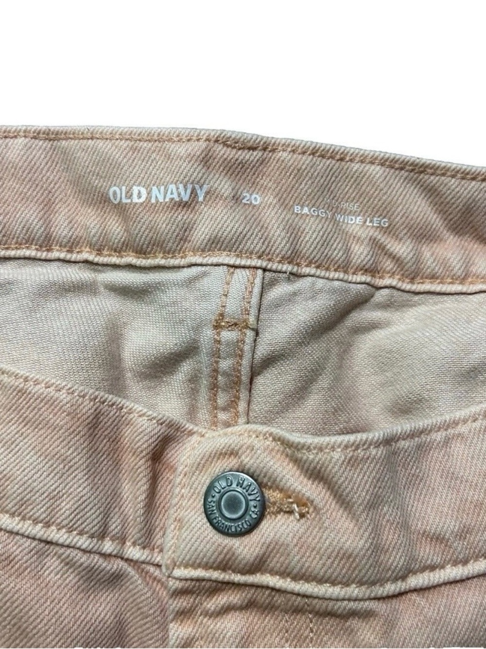 NWT Women’s Old Navy Mid Rise Baggy Wide Leg Orange Beige Pants Size 20 - Picture 5 of 5